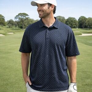 BYLT Premium Basics Polka Dot Drop Cut Lux Polo Capsule Career Casual XL